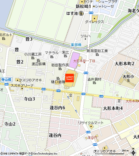 イオン新潟東店付近の地図